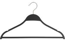 16" Black Rubber Coated Plastic Suit Hanger W/ Suit Bar & Notches
