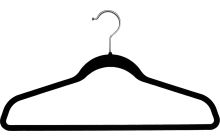 17.5" Black Slim-Line Flock Suit Hanger W/Flocked Bar