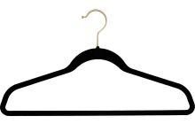 17" Black Flocked Plastic Suit Hanger W/ Flocked Bar