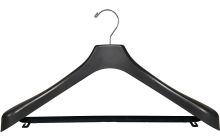 18" Matte Black Plastic Suit Hanger W/ Flocked Bar