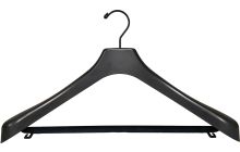18" Matte Black Plastic Suit Hanger W/ Flocked Bar