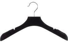 15" Black Flocked Plastic Top Hanger