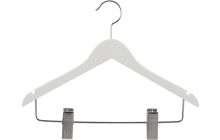 14" White Wood Combo Hanger W/ Clips & Notches