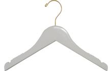 12" White Wood Top Hanger W/ Notches & Rubber Strips