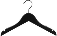 12" Matte Black Wood Top Hanger W/ Notches & Rubber Strips