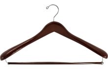 18" Walnut Wood Suit Hanger W/ Locking Bar