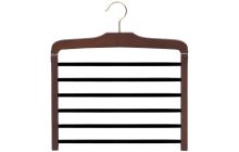 16" Walnut Wood 6 Tier Pant Hanger W/Flocked Bars