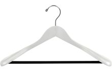 17.5" White Wide Shoulder Suit Hanger W/ Flocked Bar