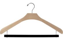 18" Unfinished Wood Suit Hanger w/ Flocked Bar