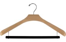18" Natural Wood Suit Hanger W/ Flocked Bar