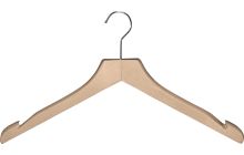 17" Natural Wood Top Hanger W/ Countersunk Hook & Notches