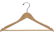 17" Natural Wood Suit Hanger W/ Suit Bar & Notches