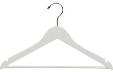 17" White Wood Suit Hanger W/ Suit Bar & Notches