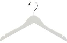 17" White Wood Top Hanger W/ Notches & Rubber Strips