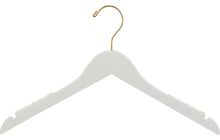 17" White Wood Top Hanger W/ Notches & Rubber Strips