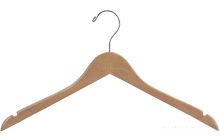 17" Rubber Coated Natural Wood Top Hanger W/ Notches