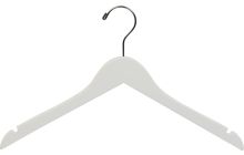 17" Rubber Coated White Wood Top Hanger W/ Notches