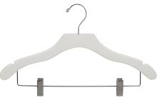 17" White Wood Combo Hanger W/ Clips & Notches