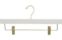 14" White Wood Bottom Hanger W/ Clips