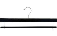 16" Black Wood Bottom Hanger W/ Flocked Bar