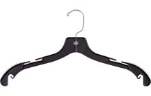 17" Black Plastic Top Hanger W/ Notches & Rubber Strips