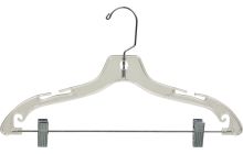 14" Clear Plastic Combo Hanger W/ Clips & Notches