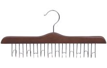 17" Walnut Wood Belt Hanger W/ 12 Holders