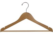 15.5" Natural Wood Suit Hanger W/ Suit Bar & Notches