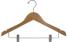 15.5" Natural Wood Combo Hanger W/ Clips & Notches