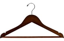 15.5" Walnut Wood Suit Hanger W/ Suit Bar & Notches