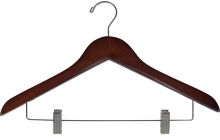 15.5" Walnut Wood Combo Hanger W/ Clips