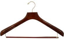 18" Walnut Wood Suit Hanger W/ Locking Bar