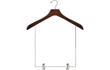 18" Walnut Wood Display Hanger W/ 12" Deluxe Clips