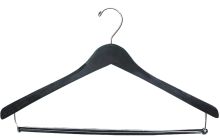 17" Matte Black Wood Suit Hanger W/ Locking Bar