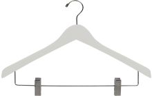 17" White Wood Combo Hanger W/ Clips