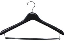 17" Matte Black Wood Suit Hanger W/ Locking Bar