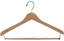 17" Unfinished Wood Suit Hanger W/ Locking Bar