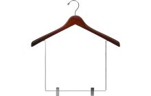 17" Walnut Wood Display Hanger W/ 10" Clips