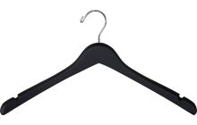 17" Rubber Coated Black Wood Top Hanger W/ Notches