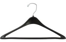 15" Matte Black Plastic Suit Hanger W/ Suit Bar