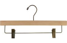14" Unfinished Wood Bottom Hanger W/ Antique Brass Clips