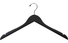 17" Matte Black Wood Top Hanger W/ Notches & Rubber Strips