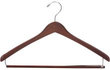 17" Walnut Wood Suit Hanger W/ Locking Bar