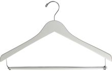 17" White Wood Suit Hanger W/ Locking Bar