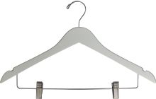 17" White Wood Combo Hanger W/ Clips & Notches