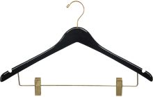 17" Black Wood Combo Hanger W/ Clips