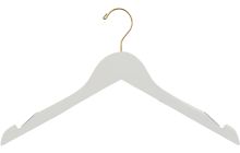 17" White Wood Top Hanger W/ Countersunk Hook & Rubber Strips