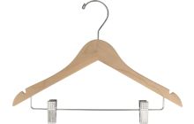 14" Unfinished Wood Combo Hanger W/ Clips & Notches