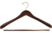 18" Walnut Wood Suit Hanger W/ Locking Bar