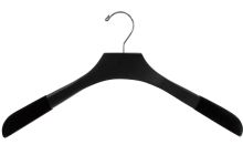 18" Matte Black Wood Top Hanger W/ Flocked Shoulders